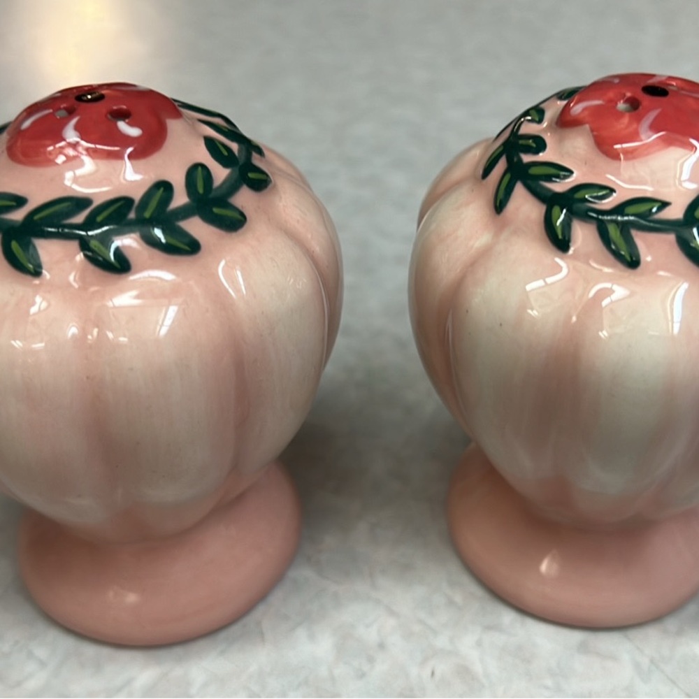 Floral Pink Ceramic Salt and Pepper Shakers